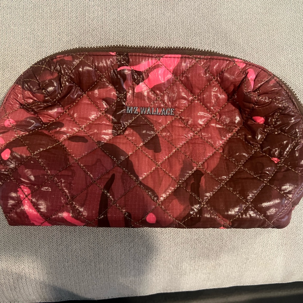 MZ Wallace Pink and Brown Camo Mica Quilted Cosmetic Case - Picture 2 of 9